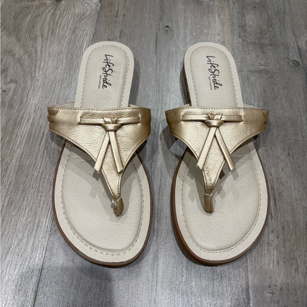 LiteStride Rio Faux Leather Women’s Metallic Sandals Size 10